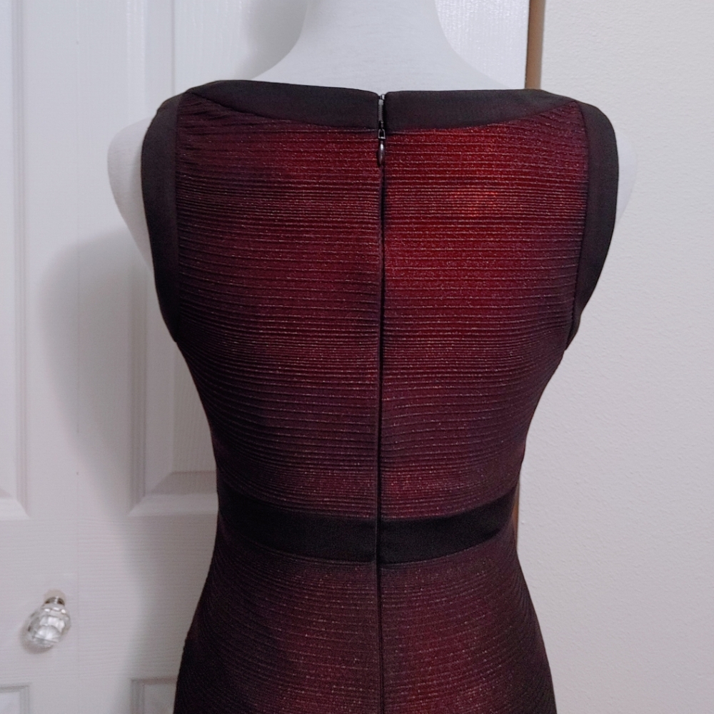 Cache Black and Red Ribbed Bodycon Dress - Picture 8 of 11